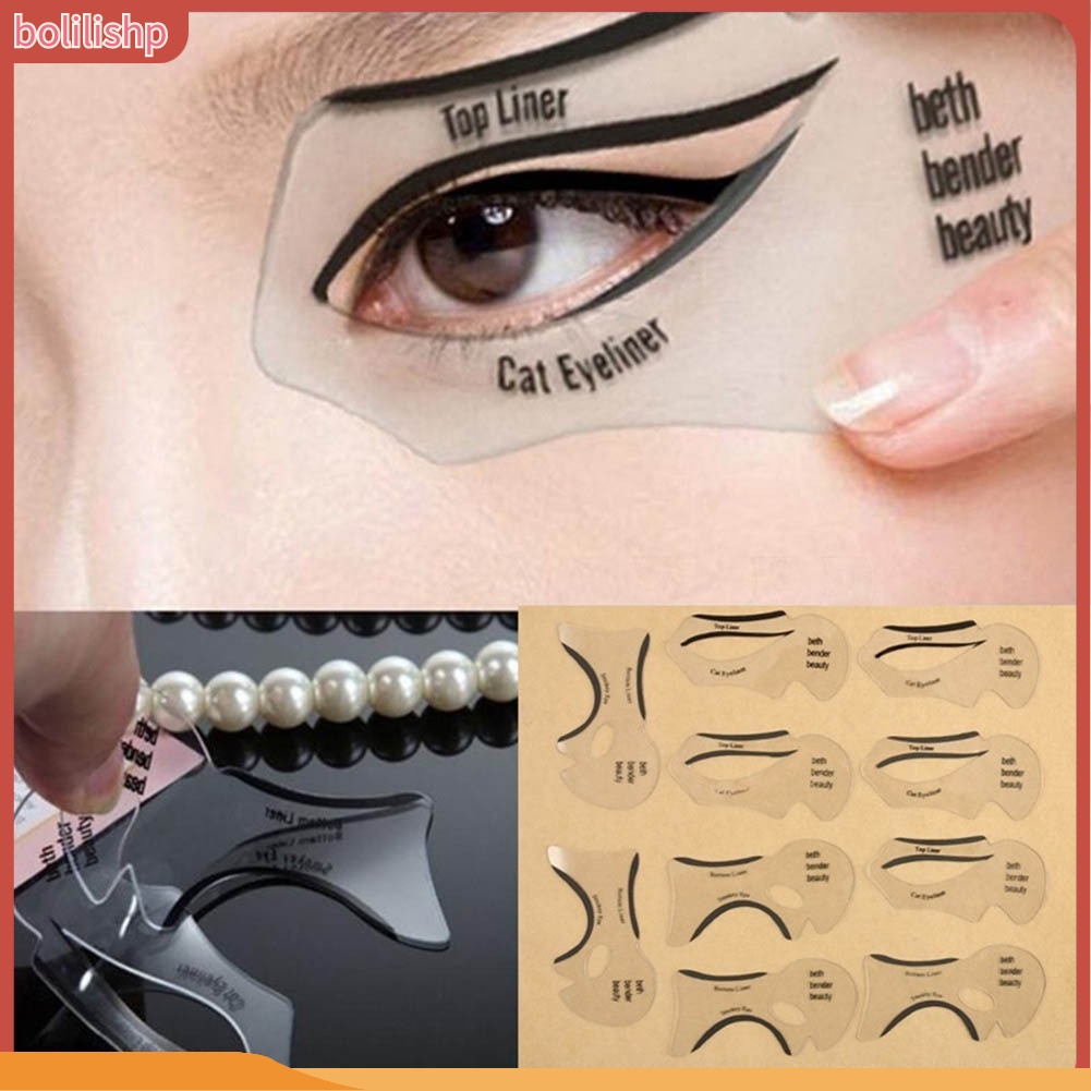 &lt;Bolilishp&gt; 2 / 10pcs / Set Kartu Cetakan Eyeliner Bentuk Sayap Untuk Makeup / Kosmetik Wanita