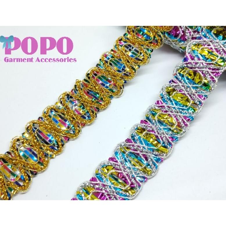 Terbaru Renda baju / renda india / lebar 2.5cm ( isi:17yard )