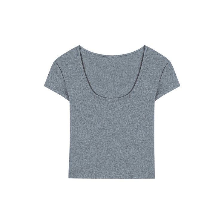 Red American Retro Pendek Slim Hitam T-shirt Wanita Musim Panas Keinginan Murni Angin Manis Gadis Panas Leher U Lengan Pendek Seksi Tulang Selangka top