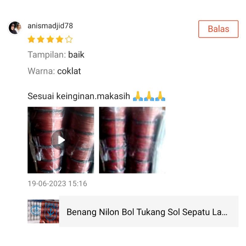 Benang Nilon Bol Tukang Sol Sepatu Layangan Bangunan Besar Panjang(1pack isi 24 pcs) / Benang Jahit Sepatu Kletek Grosir Murah