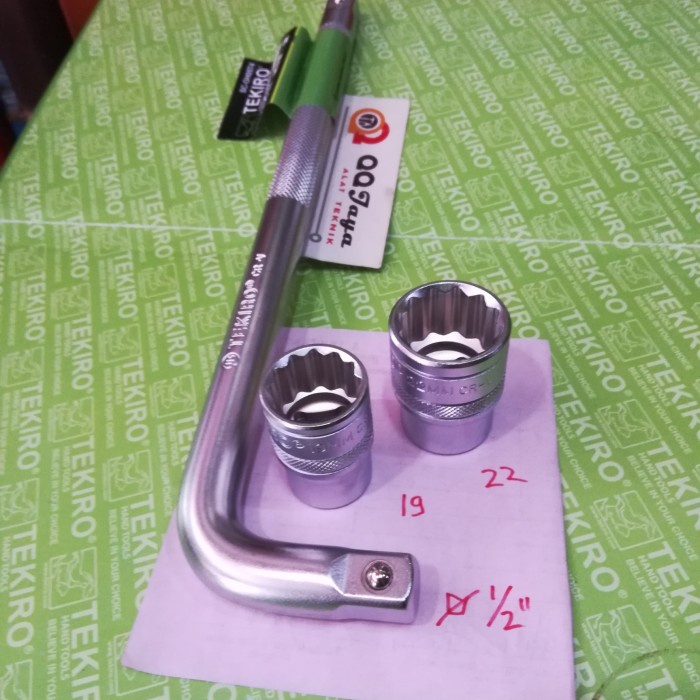 Stang Kunci Sok L + Mata Sok 19 dan 22 mm