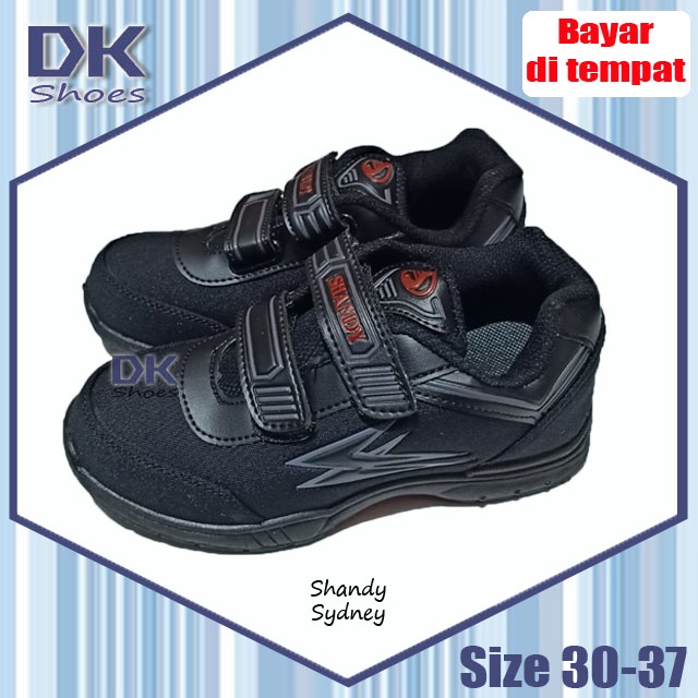 Shandy Sydney 30-37 Sepatu Sekolah Hitam Anak Paud TK SD SMP SMA Laki Murah