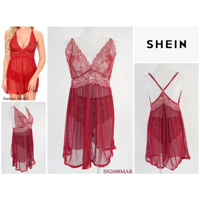 Lingerie / Baju Tidur Wanita Tanpa Kawat Tanpa Busa Shein Sn2688Mar Terbaru
