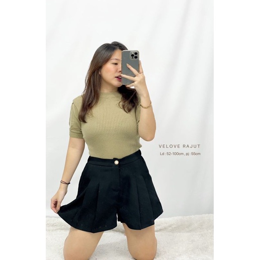 MDLV ~ VELOVE RAJUT ATASAN RAJUT TOP RAJUT BAJU RAJUT ATASAN LENGAN PENDEK FASHION WANITA