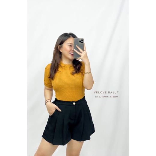 MDLV ~ VELOVE RAJUT ATASAN RAJUT TOP RAJUT BAJU RAJUT ATASAN LENGAN PENDEK FASHION WANITA