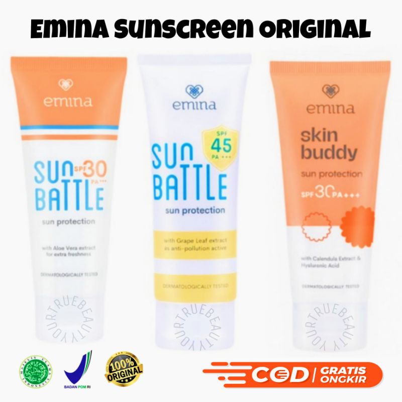 Emina Sun Protection Battle Skin Buddy Spf45 Spf30 PA+++ Sunscreen Termurah