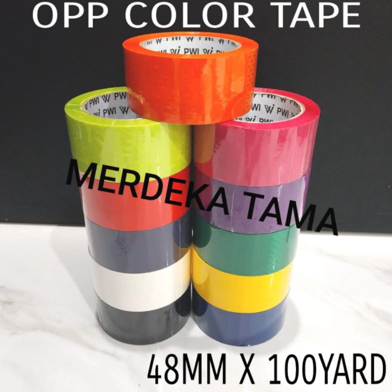 

Seller** Lakban Berwarna Opp Tape 48mm x 100yard PWI ☍Baru