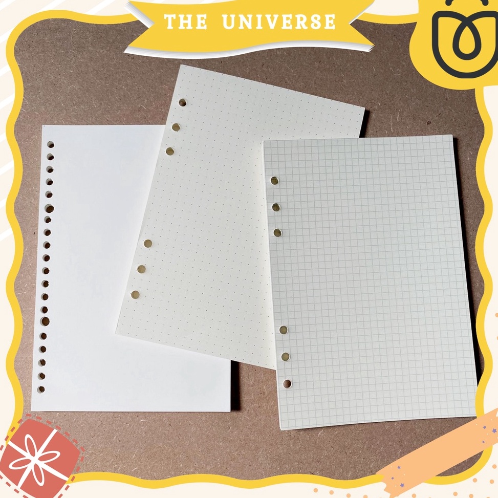 

Ready** [THE UNIVERSE] 100gsm Isi Binder A5 6 Lubang 20 Lubang Polos Bergaris Refill Kertas Loose Leaf - ST012 9969