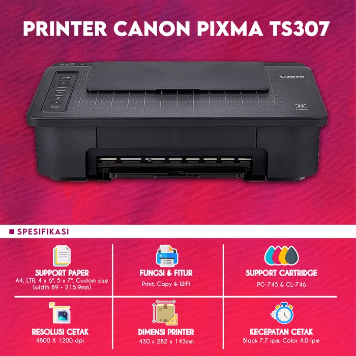 Terlaris Printer Canon Ts307 Ts 307 Print Wifi Cartridge 745S 746S