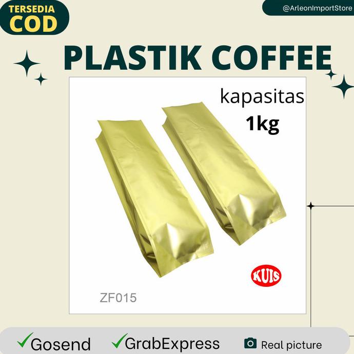 

:=:=:=:=] Plastik penyimpanan biji kopi pouch kemasan valve warna gold 1kg