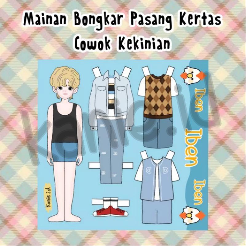 MAINAN BONGKAR PASANG KERTAS VERSI COWOK KEKINIAN /PAPERDOLL / BAJU BAJUAN