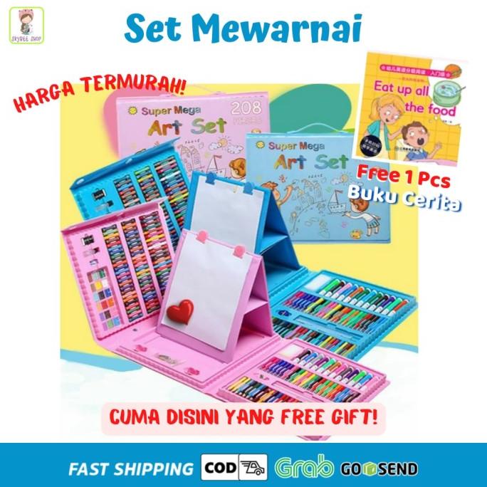 

set alat mewarnai anak alat tulis crayon set 208 termurah ART SET