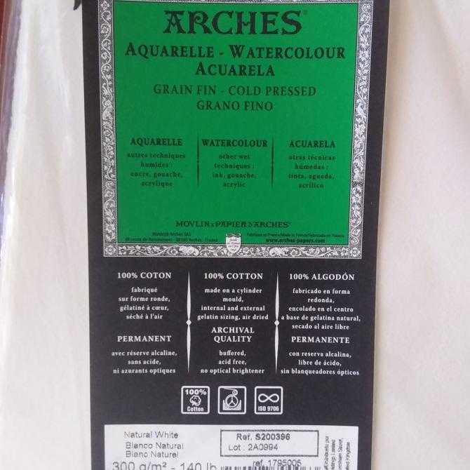

Watercolour paper Arches. Jenis cold pressed 300 g/m2-140 lb