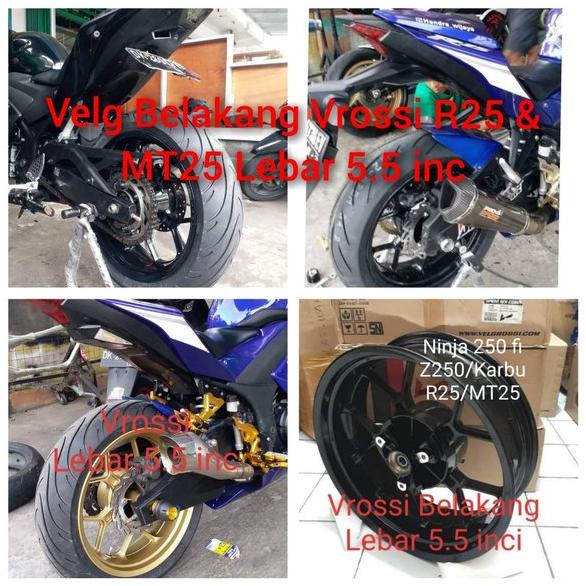 Velg Lebar Yamaha R25 & MT25 velg belakang R25 & MT25 tapak lebar merek vrossi 5.50inc pelek rossi R