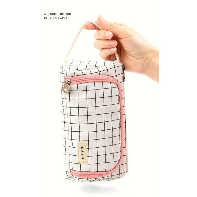 

Tempat Pensil Tas Pensil Ukuran Besar Motif Garis Pencil Case