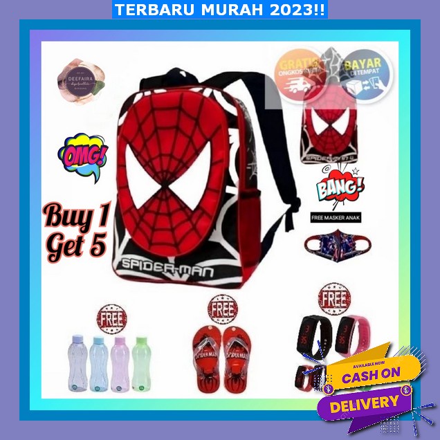 [Bisa Cod] Tas Ransel Sekolah Anak Karakter Binatang Harimau Jerapah Rusa Gajah Motif 3D Lucu Laki L