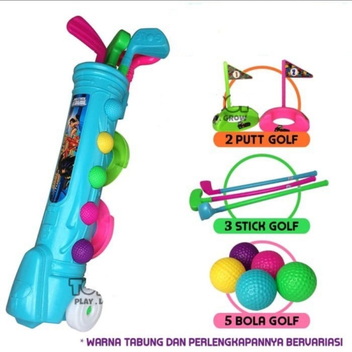 Golf Mainan Anak Set Besar Plastik Peralatan Stick Golf Play Stik Bola