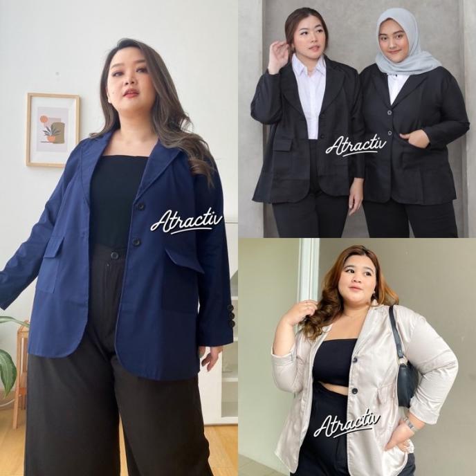 Blazer Hitam Jumbo Wanita XXL XXXL Blazer Formal Jumbo Blazer Kantor