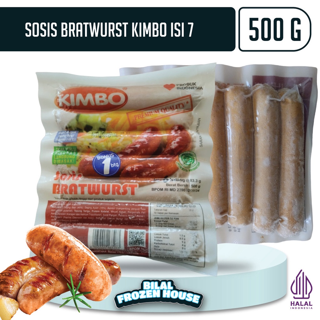 

Sosis Kimbo Bratwurst 500gr - Sosis Bratwurst Jumbo Isi 6pcs - Sosis Bratwurst Mini Isi 10pcs