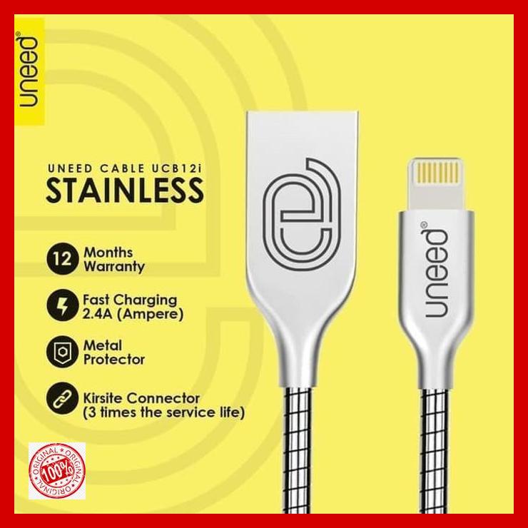 UNEED Kabel Lightning Stainless Steel Charge & Data Cable iphone 5 6 7