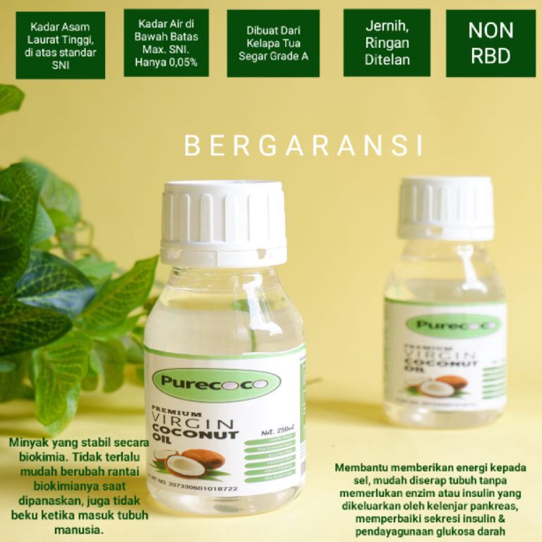 

Stock Banyak.. VIRGIN COCONUT OIL (VCO) Purecoco 250ml PNK