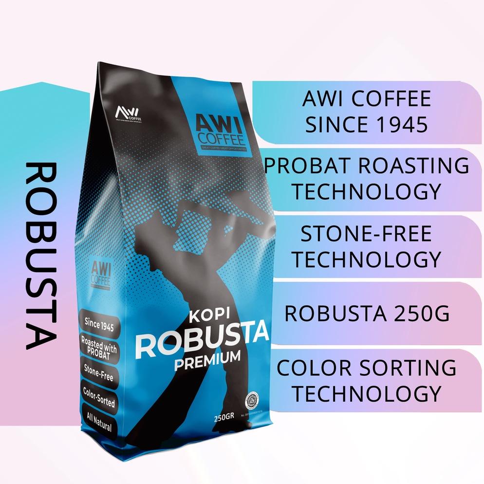 

Awi Kopi Robusta Sidikalang Premium 250Gr | Roated Coffee Beans | Robusta | Premium Grade 1