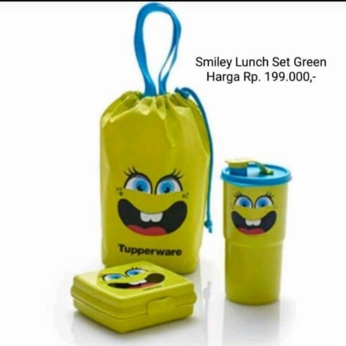 Tempat bekal makan anak tupperware smiley lunch set NEW