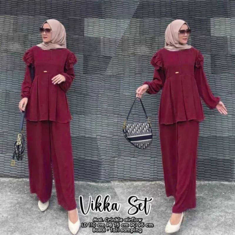 ONESET VIKA//SETELAN KERAH VIKA BEST SELLER//ATASAN KRINGKEL CRINCLE