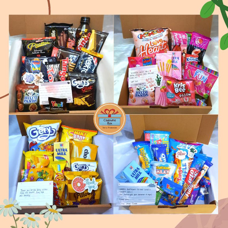 

Laris SNACKBOX / Snack box / Snackbox / Giftbox snack / Hampers ulang tahun / Hampers Snack / Kado Wisuda / Kado Sidang / Kado Ulang Tahun. Packing Cantik. DR6