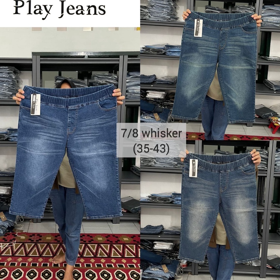 COD✔️ Celana Wanita Jeans 7/8 Jumbo Celana Wanita 7/8 Whisker Polos Jumbo