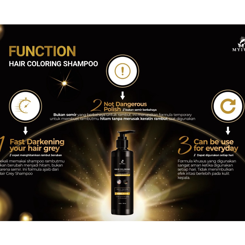 Ready Stok  Black Shampoo My Iwe - Shampo My Iwe Penghitam Rambut Uban Alami Original - Shampo