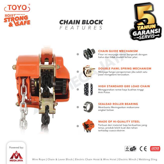 Chain Block / Takel 1 Ton X 10 Meter Toyo