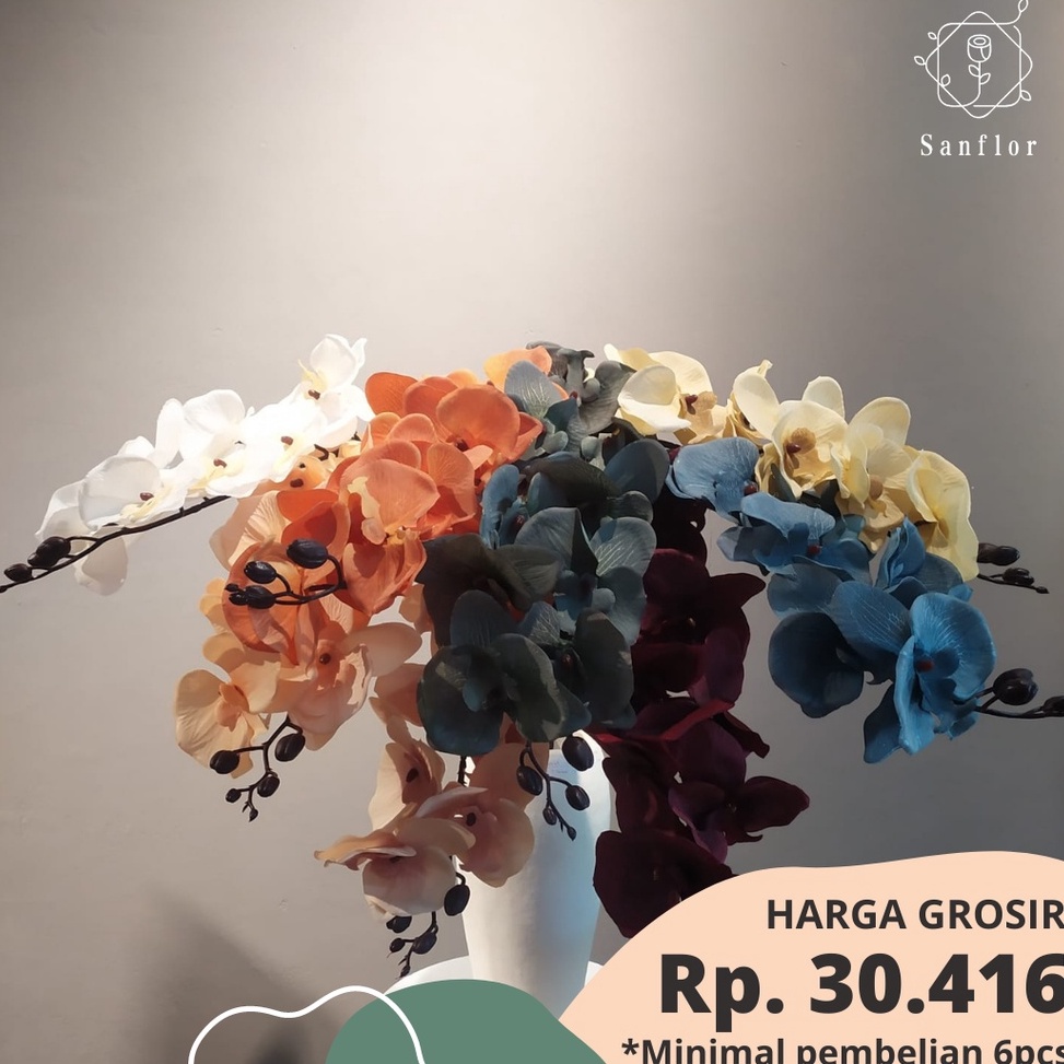 {SWN.25Jn23e} BUNGA ANGGREK KAIN/ANGGREK KAIN 9KUNTUM/BUNGA ANGGREK PALSU/ANGGREK ARTIFICIAL