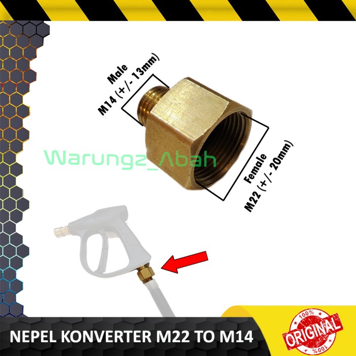 NEPEL KONVERTER ADAPTOR KONEKTOR SELANG GUN JET CLEANER M22 TO KE M14