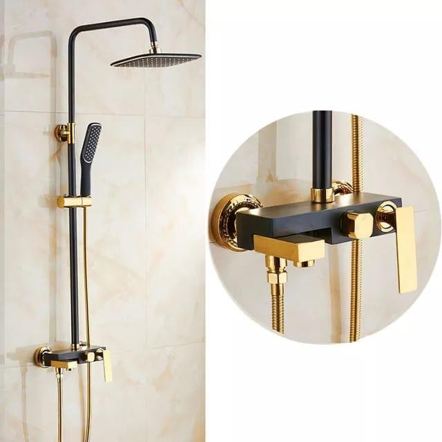Setshow Shower Tiang Black Gold /Shower Mandi Stainless Hitam Emas