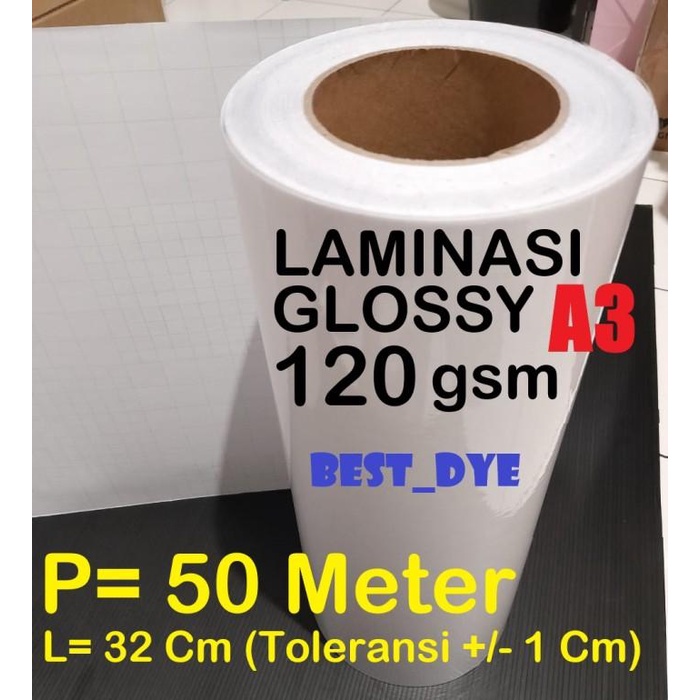 

Plastik Laminasi Dingin Glossy 120 Gr, A3= 32Cm X 45M, 1 Roll= 50 Yard