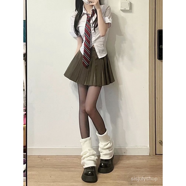 [✅BISA COD] #Sisjuly# Setelan wanita / pakaian Korea memakai atasan kemeja pinggang ramping + rok li