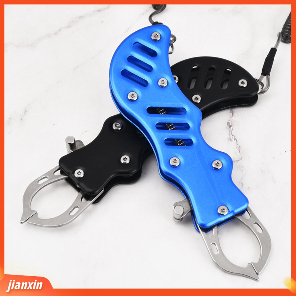 [Jianxin] 1 Set Fish Lip Gripper Operasi Tekan Otomatis Rebound Control Fish Stainless Steel Lure Clamp Memancing Tang Peralatan Angling