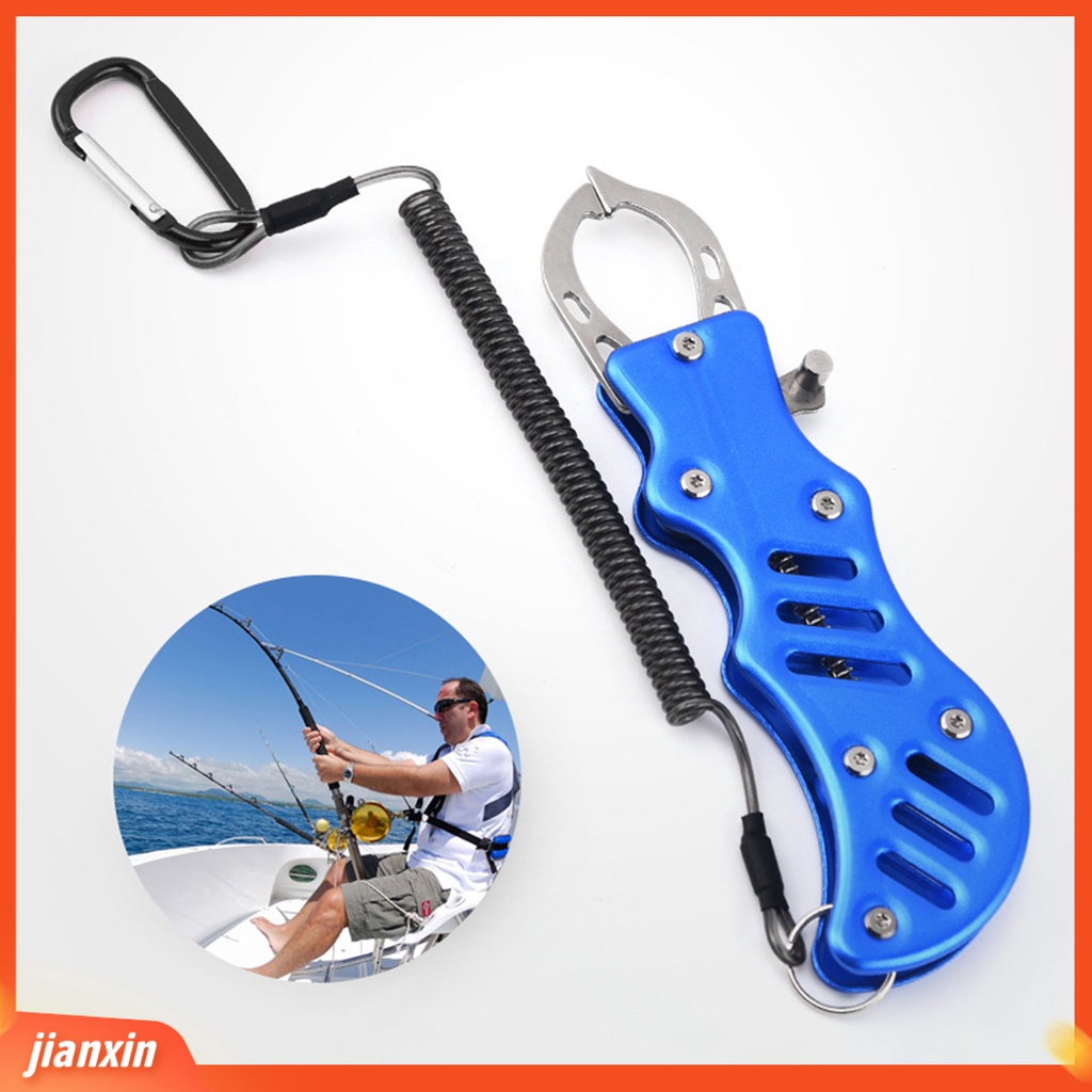 [Jianxin] 1 Set Fish Lip Gripper Operasi Tekan Otomatis Rebound Control Fish Stainless Steel Lure Clamp Memancing Tang Peralatan Angling