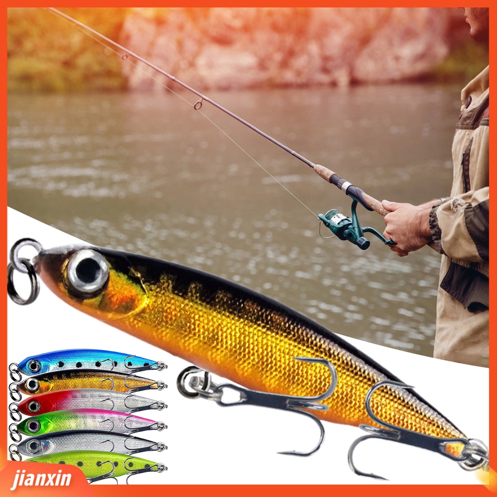 [Jianxin] 5.3cm/3g Lure Bait 2kait Treble Tajam Barb Vibrant Steel Balls Plat Lidah Panjang Tenggelam Perlahan Umpan Bionik Untuk Memancing Di Luar Ruangan