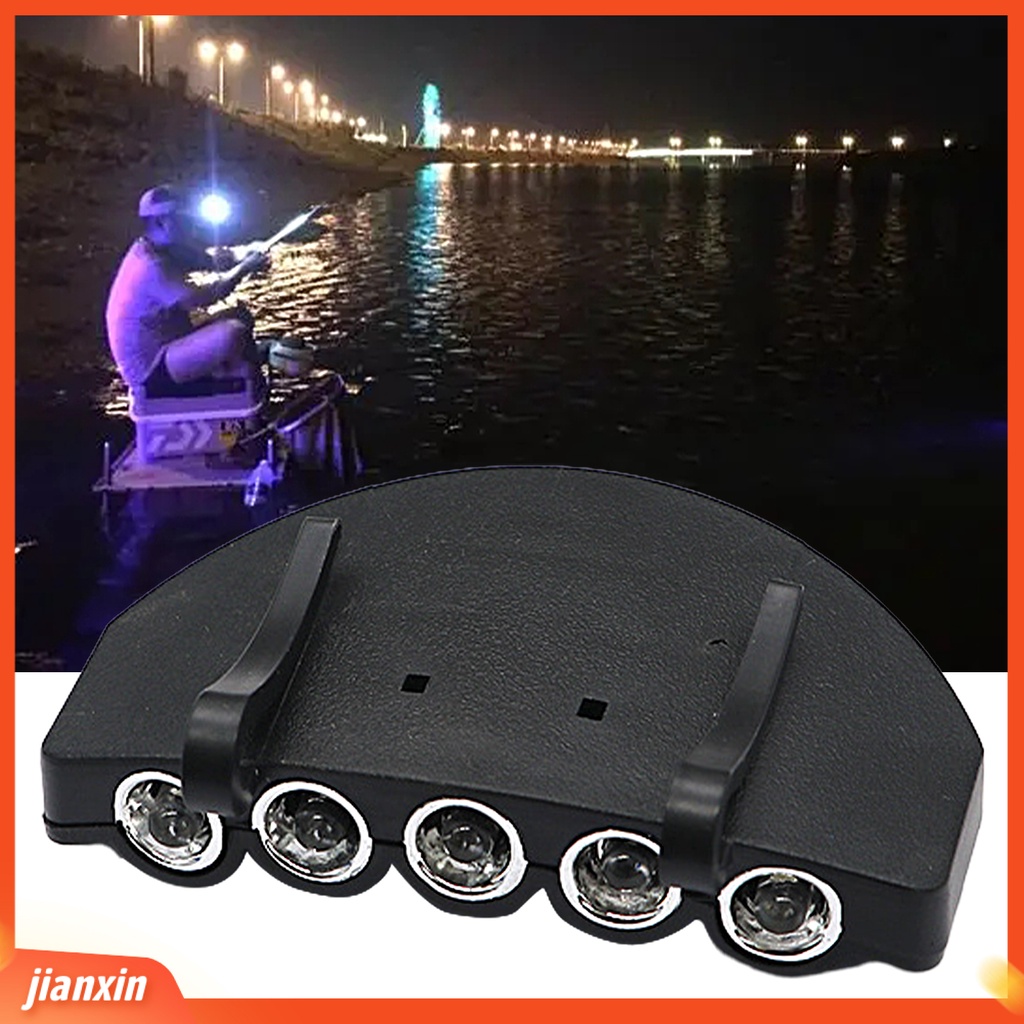 [Jianxin] Lampu Senter Kepala 5-LED Super Terang Hemat Energi Mudah Dipasang Untuk Memancing / Camping