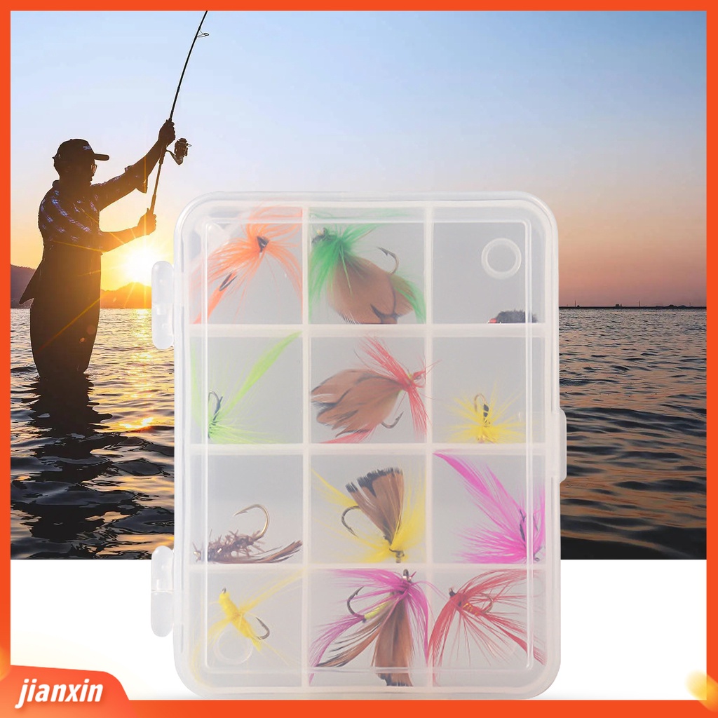[Jianxin] 1 Set Umpan Pancing Fly Fishing Imitasi Permukaan Bulu Dengan Kotak Penyimpanan