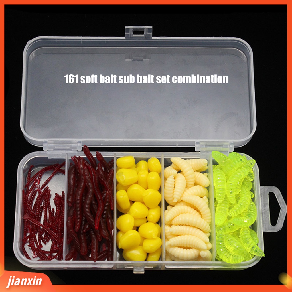 [Jianxin] 161pcs / Set Umpan Pancing Soft Bait Bentuk Cacing Tanah Bahan PVC Tahan Karat