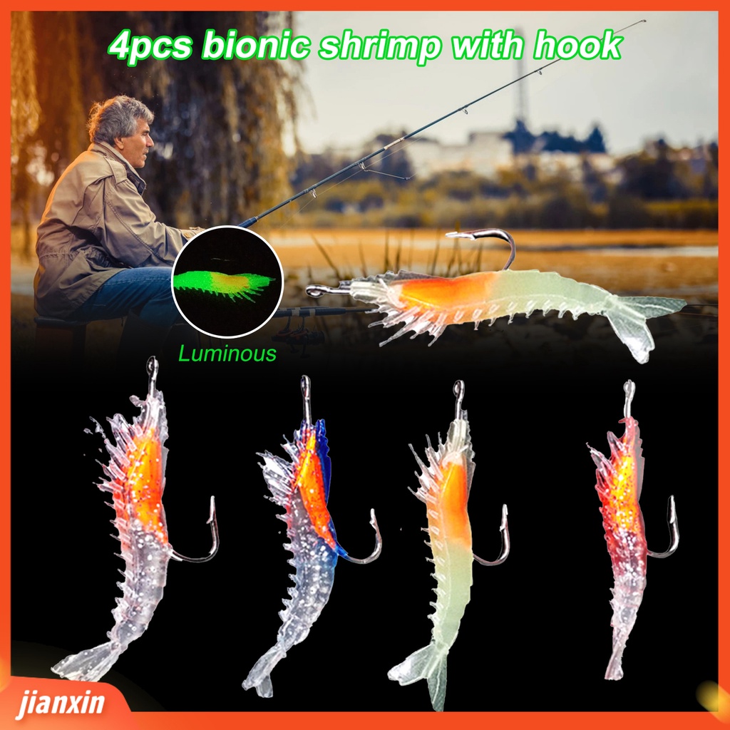 [Jianxin] Reusable Soft Shrimp Bait Realistic Mini Reusable Shrimp Bait Hook Design Fishing Accessory