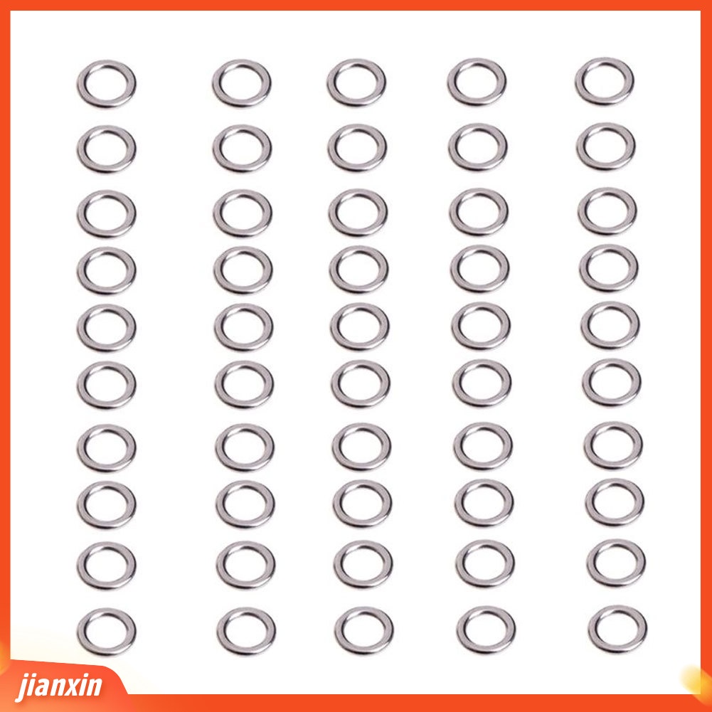 [Jianxin] 50pcs Cincin Konektor Umpan Pancing Bahan Stainless Steel Warna Polos