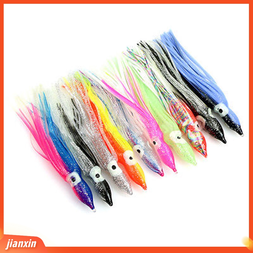 [Jianxin] 10pcs / Set Umpan Pancing Cumi-Cumi Imitasi Luminous Warna Terang