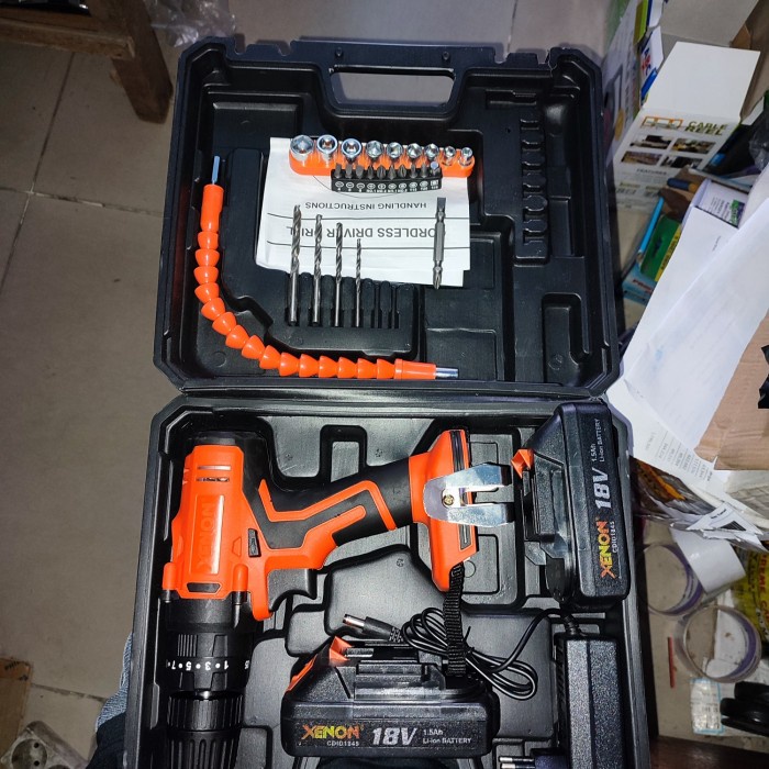 xenon cdid1845 mesin bor beton besi cordless impact drill cdid 1845