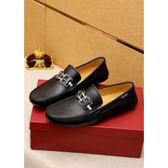 sepatu pria slip on men shoes loafer bally cowok sepatu kulit tanpa tali