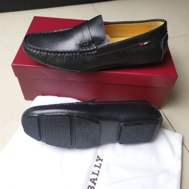 sepatu loafer bally pria sepatu slip on cowok kulit men shoes tanpa tali  mewah