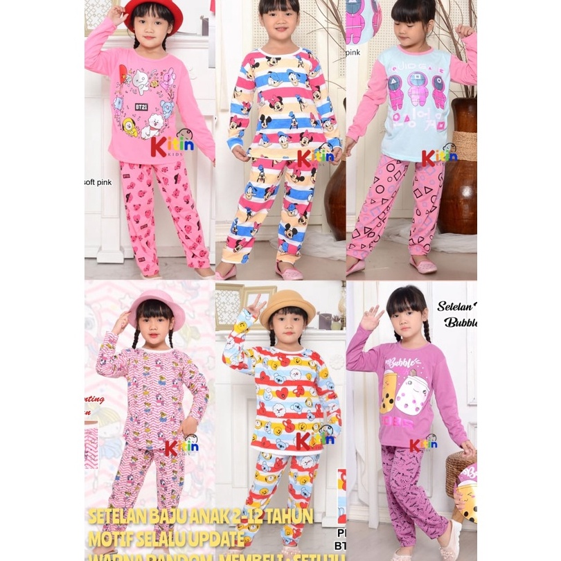 KYB.5Jn23ž ▪ GS - SETELAN BAJU TIDUR DAN PIYAMA ANAK CEWEK/PEREMPUAN PRINTING 4-12 TAHUN MOTIF BT21/